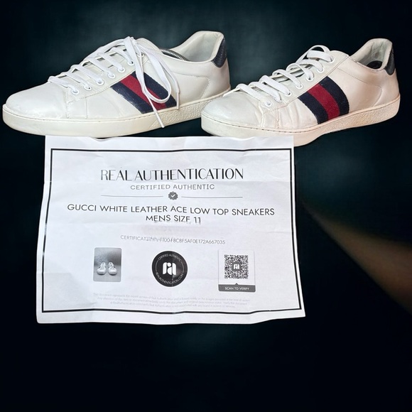 Gucci Other - Authentic Gucci GG Stripe Ace Leather Low-Top Men’s Sz 11 Sneakers. C/A included